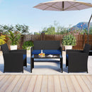 4 Pieces Patio Furniture Set with Tempered Glass Tabletop and Removable Cushion by LJGDeals