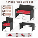 4 Pieces Patio Furniture Set with Tempered Glass Tabletop and Removable Cushion by LJGDeals