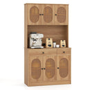 71 Inches Pantry Cabinet with Hutch and Charging Station-Natural by LJGDeals