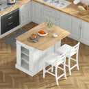 3-Piece Kitchen Furniture Set: Kitchen Island + 2 Bar Stools + Narrow Storage Cart by LJGDeals