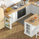 3-Piece Kitchen Furniture Set: Kitchen Island + 2 Bar Stools + Narrow Storage Cart by LJGDeals