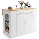 3-Piece Kitchen Furniture Set: Kitchen Island + 2 Bar Stools + Narrow Storage Cart