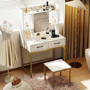 Vanity Desk with Storage Drawers and Charging Station by LJGDeals