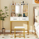 Vanity Desk with Storage Drawers and Charging Station by LJGDeals