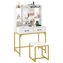 Vanity Desk with Storage Drawers and Charging Station by LJGDeals