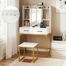 Vanity Desk with Storage Drawers and Charging Station by LJGDeals