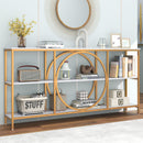 3-Tier Console Table with Faux Marble Top and Storage Shelves for Hallway Living Room by LJGDeals
