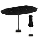 15 Feet Double-Sided Twin Patio Umbrella with Crank and Base