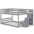 Solid Wood Full Over Full Low Bunk Bed with Storage Stairs by LJGDeals