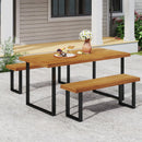 3 Pieces Patio Dining Table Set 63‚Äù Rectangle Table and 2 Backless Bench by LJGDeals