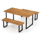 3 Pieces Patio Dining Table Set 63‚Äù Rectangle Table and 2 Backless Bench by LJGDeals