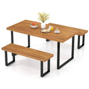 3 Pieces Patio Dining Table Set 63‚Äù Rectangle Table and 2 Backless Bench by LJGDeals