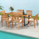 7 Pieces Patio Dining Table Set 63‚Äù Rectangle Table and 6 Acacia Wood Armchairs by LJGDeals
