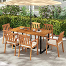 7 Pieces Patio Dining Table Set 63‚Äù Rectangle Table and 6 Acacia Wood Armchairs by LJGDeals