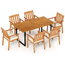 7 Pieces Patio Dining Table Set 63‚Äù Rectangle Table and 6 Acacia Wood Armchairs by LJGDeals