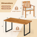 7 Pieces Patio Dining Table Set 63‚Äù Rectangle Table and 6 Acacia Wood Armchairs