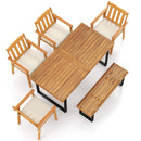 6 Pieces Patio Dining Table Set 63‚Äù Rectangle Table with 4 Acacia Wood Armchairs and Backless Bench by LJGDeals