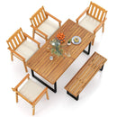 6 Pieces Patio Dining Table Set 63‚Äù Rectangle Table with 4 Acacia Wood Armchairs and Backless Bench by LJGDeals