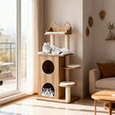 48 Inch Wooden Cat Tree with 2-Floor Condo and Washable Cushions-Natural by LJGDeals