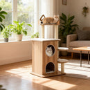 48 Inch Wooden Cat Tree with 2-Floor Condo and Washable Cushions-Natural by LJGDeals