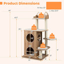 48 Inch Wooden Cat Tree with 2-Floor Condo and Washable Cushions-Natural by LJGDeals
