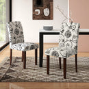 Button Tufted Fabric Upholstered Wooden Dining Chair Set of 2 with High Curved Back by LJGDeals