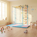 7-in-1 Swedish Ladder with Folding Gymnastics Mat for Solid Wall for Kids by LJGDeals
