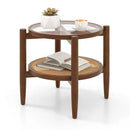 3 Piece Rattan and Wood Living Room Set with Side Table Coffee Table and TV Stand by LJGDeals