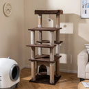58 Inch Large Multi-level Cat Tree with Swaying Aerial Condo and Plush Perch Bed by LJGDeals