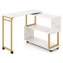 360¬∞ Rotating Sofa Side Table with Storage Bookcase and Hooks for Living Room-White by LJGDeals