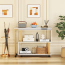 360¬∞ Rotating Sofa Side Table with Storage Bookcase and Hooks for Living Room-White by DirectDeals