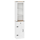 68 inch Tall Bathroom Cabinet with Barn Door Narrow Slim Storage Organizer Unit with Drawer-White