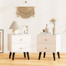 Nightstand Set of 2 Mid Century Modern Bedside Table with Golden Knobs and Raised Support Legs by LJGDeals