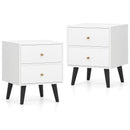 Nightstand Set of 2 Mid Century Modern Bedside Table with Golden Knobs and Raised Support Legs by LJGDeals