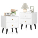 Nightstand Set of 2 Mid Century Modern Bedside Table with Golden Knobs and Raised Support Legs by LJGDeals