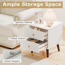 Nightstand Set of 2 Mid Century Modern Bedside Table with Golden Knobs and Raised Support Legs