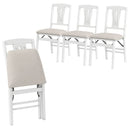 Folding Kitchen Chairs Set of 4 Upholstered Dining Chairs with Comfy Padded Seats-White by LJGDeals