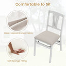 Folding Kitchen Chairs Set of 4 Upholstered Dining Chairs with Comfy Padded Seats-White by LJGDeals