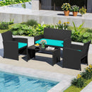4 Pieces Patio Furniture Set with Tempered Glass Tabletop and Removable Cushion by LJGDeals