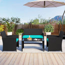 4 Pieces Patio Furniture Set with Tempered Glass Tabletop and Removable Cushion by LJGDeals