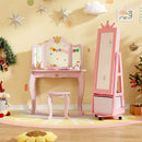 Kids Vanity Set + Kids Jewelry Armoire with Full-Length Mirror with Drawer by LJGDeals