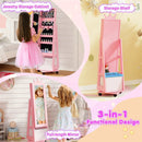 Kids Vanity Set + Kids Jewelry Armoire with Full-Length Mirror with Drawer by LJGDeals