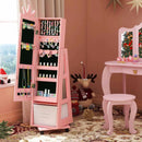 Kids Vanity Set + Kids Jewelry Armoire with Full-Length Mirror with Drawer by LJGDeals