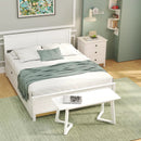 4-Piece Bedroom Furniture Set with Twin Size Bed Frame Entryway Bench Vanity Desk and Jewelry Armoire by LJGDeals
