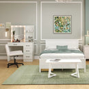 4-Piece Bedroom Furniture Set with Twin Size Bed Frame Entryway Bench Vanity Desk and Jewelry Armoire by LJGDeals