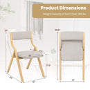 Folding Dining Chair Set of 4 Wooden Upholstered Dining Chairs with Solid Wood Frame