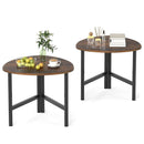 Set of 2 Triangle Coffee Table Oval with Metal Legs by LJGDeals