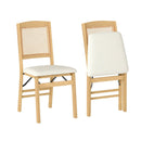 Folding Dining Chairs Set of 2 Rubber Wood Chairs with Linen Padded Seat by LJGDeals