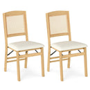Folding Dining Chairs Set of 2 Rubber Wood Chairs with Linen Padded Seat by LJGDeals