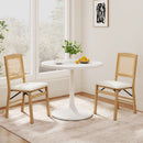 Folding Dining Chairs Set of 2 Rubber Wood Chairs with Linen Padded Seat